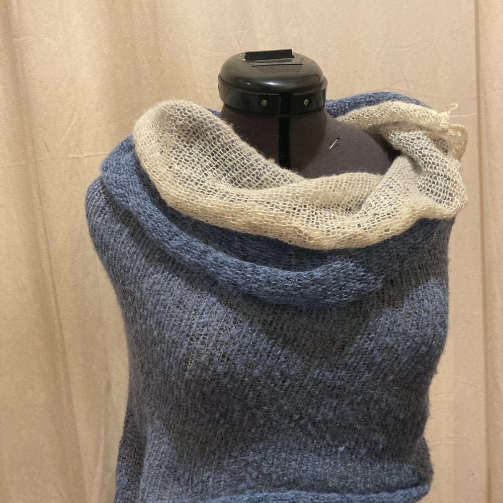 Elegant Blue and Cream Women's Poncho